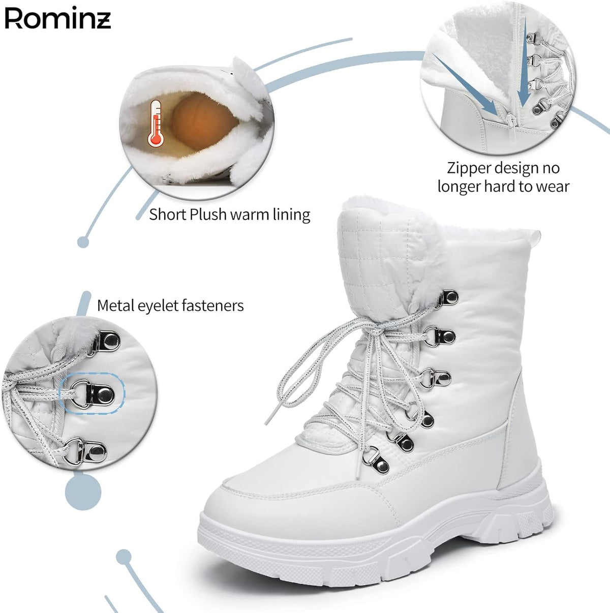 Rominz - Fur Lined Mid Calf Ankle Booties
